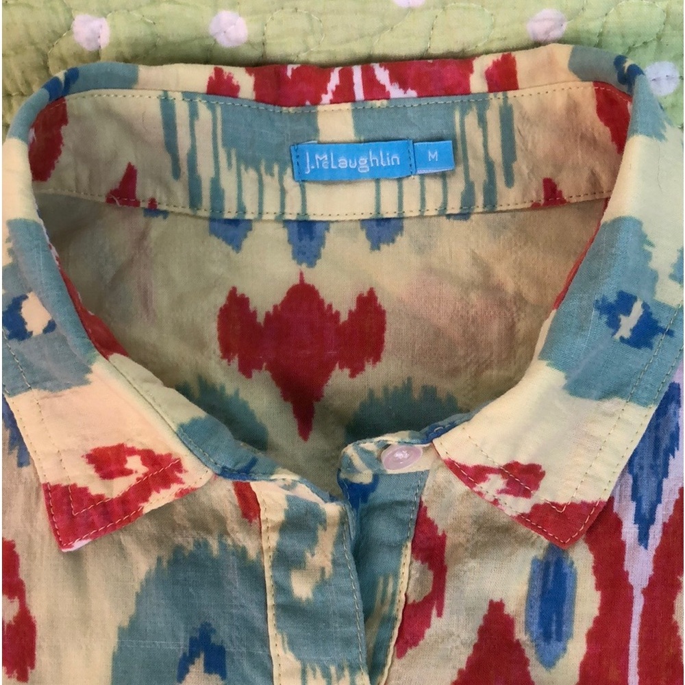J. Mclaughlin Yellow Abstract Print Button Down B… - image 6